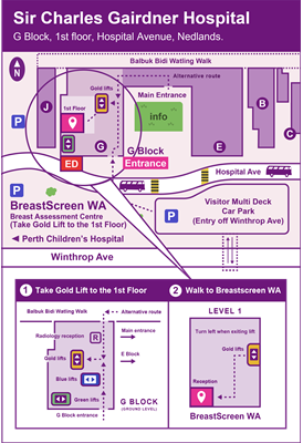 Map of Sir Charles Gairdner Hospital Breast clinic