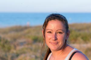 Woman in coastal setting