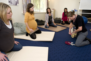 Pregnant ladies in a birthing class