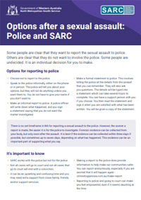 Options after a sexual assault / rape: Police and SARC