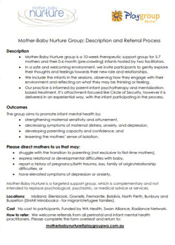 Mother-Baby Nurture Group: description and referral process