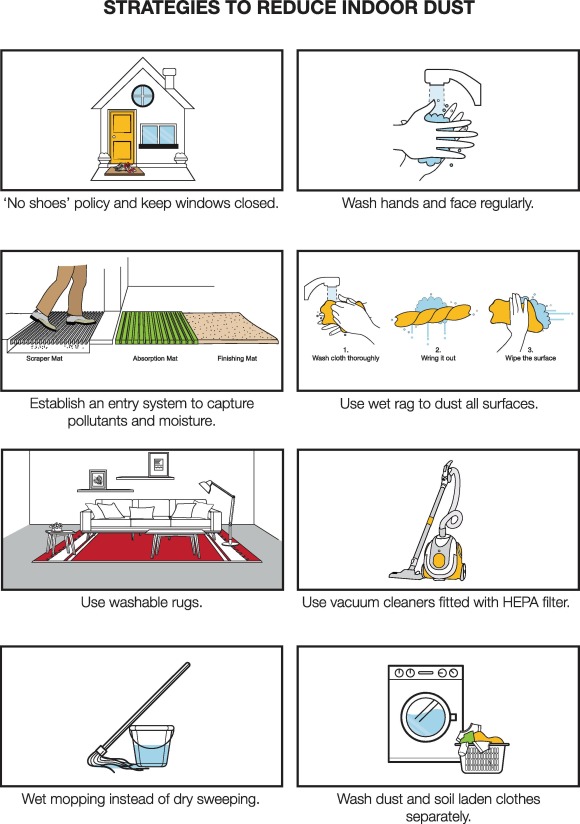 Reduce dust indoors infographic